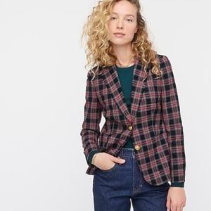J. Crew Shrunken Blazer in Black Stewart Tartan